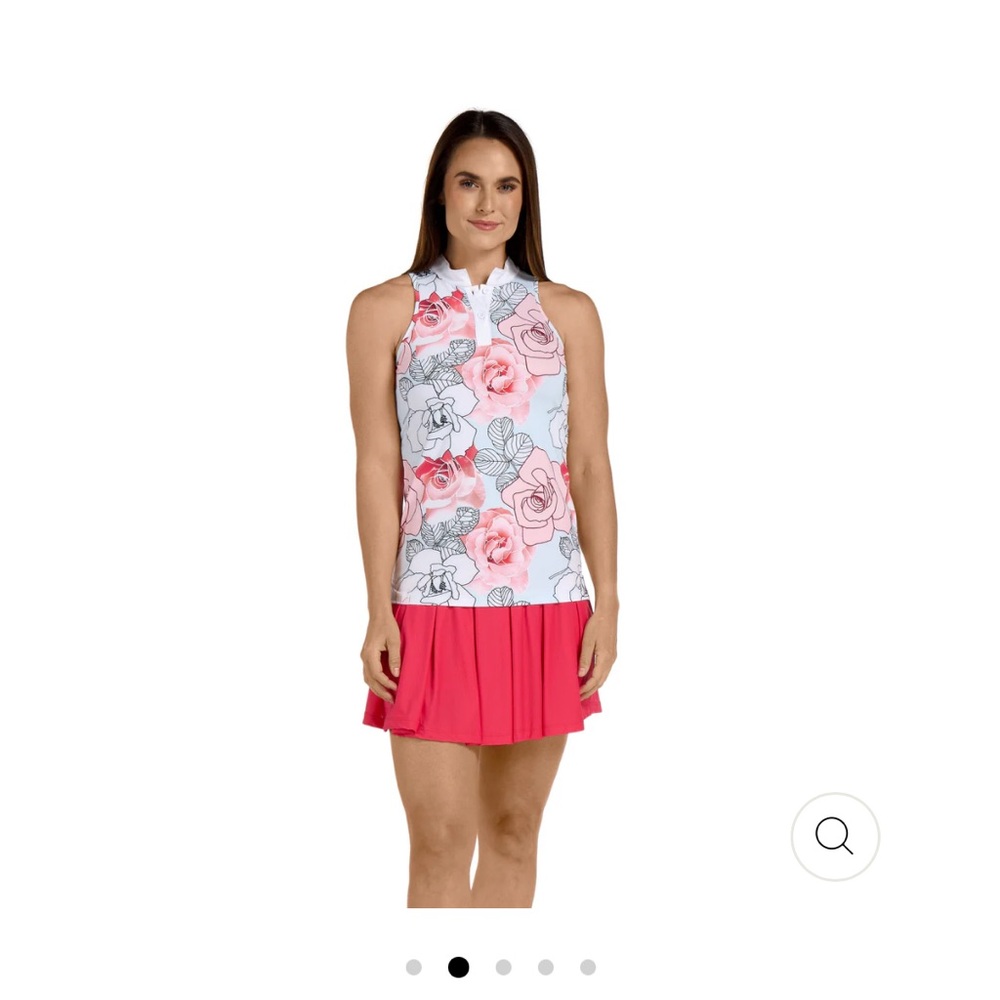 Floral Sleeveless Women's golf Top - Peach, Pink and White
